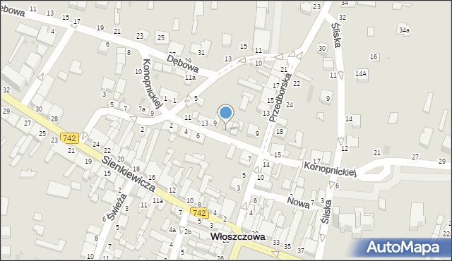 Włoszczowa, Konopnickiej Marii, 17, mapa Włoszczowa