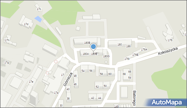 Wodzisław Śląski, Kokoszycka, 180E, mapa Wodzisławia Śląskiego