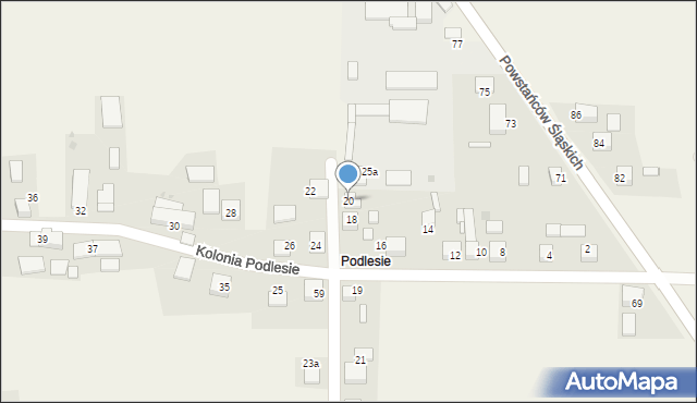 Wojska, Kolonia Podlesie, 20, mapa Wojska