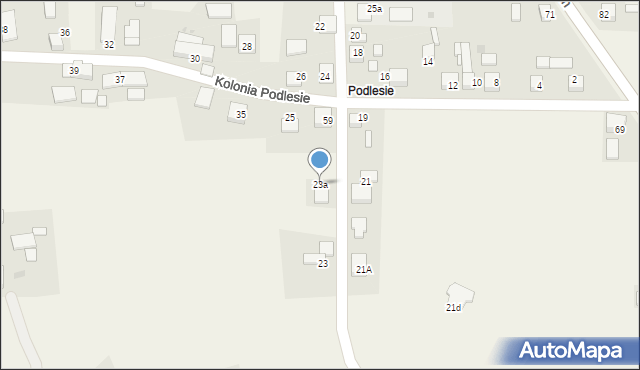 Wojska, Kolonia Podlesie, 23a, mapa Wojska