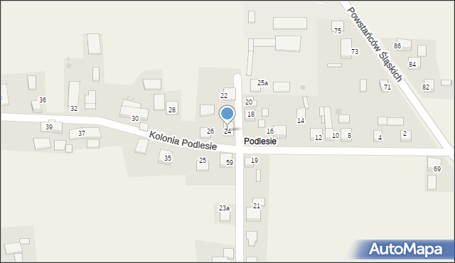 Wojska, Kolonia Podlesie, 24, mapa Wojska