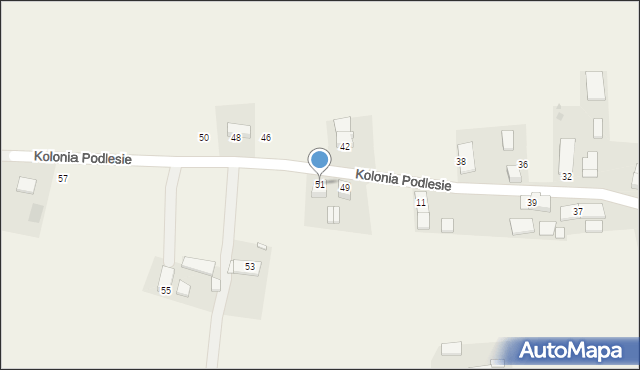 Wojska, Kolonia Podlesie, 51, mapa Wojska