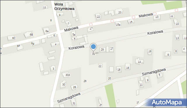 Wola Grzymkowa, Koralowa, 31, mapa Wola Grzymkowa