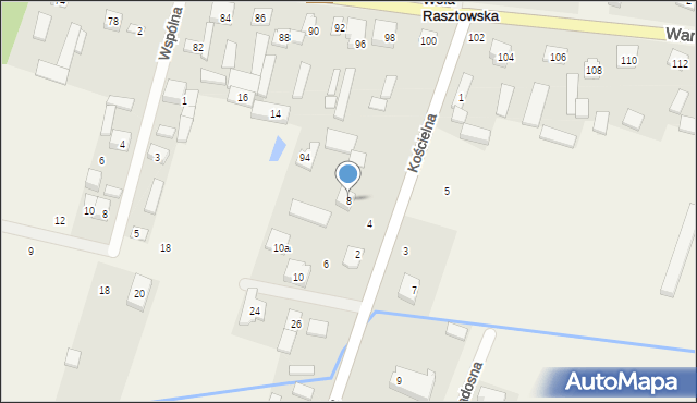 Wola Rasztowska, Kościelna, 8, mapa Wola Rasztowska