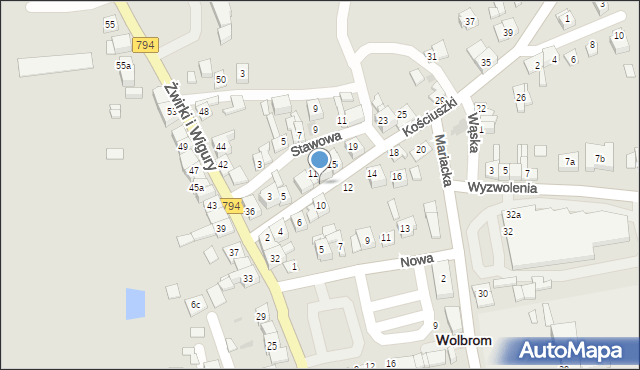 Wolbrom, Kościuszki Tadeusza, gen., 13a, mapa Wolbrom