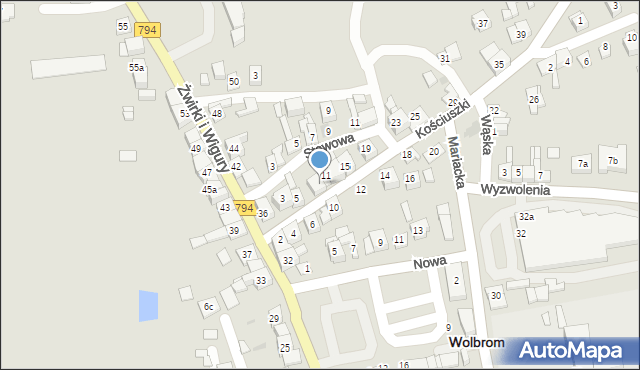 Wolbrom, Kościuszki Tadeusza, gen., 9, mapa Wolbrom