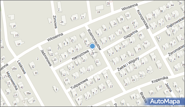 Wołomin, Kosmonautów, 15, mapa Wołomin