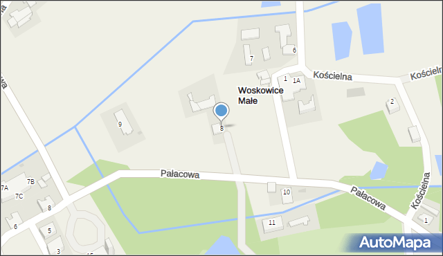 Woskowice Małe, Kościelna, 8, mapa Woskowice Małe