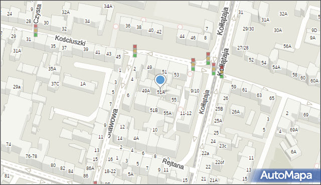 Wrocław, Kościuszki Tadeusza, gen., 51A, mapa Wrocławia