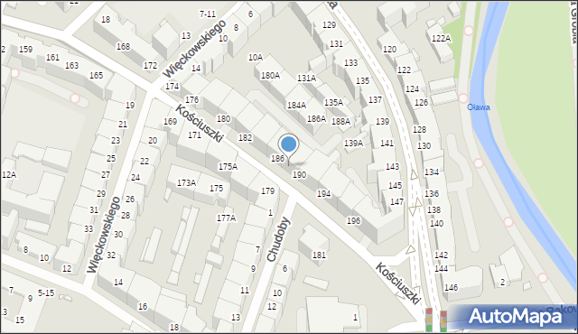 Wrocław, Kościuszki Tadeusza, gen., 188, mapa Wrocławia