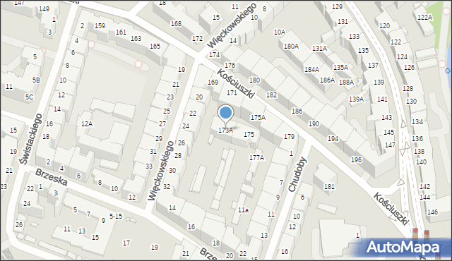 Wrocław, Kościuszki Tadeusza, gen., 173A, mapa Wrocławia