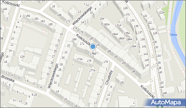 Wrocław, Kościuszki Tadeusza, gen., 175A, mapa Wrocławia