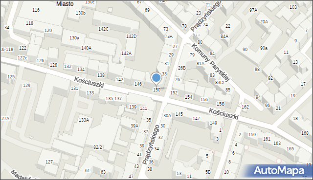 Wrocław, Kościuszki Tadeusza, gen., 150, mapa Wrocławia