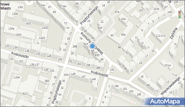 Wrocław, Komuny Paryskiej, 83B, mapa Wrocławia