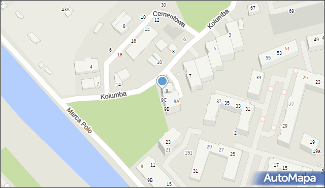 Wrocław, Kolumba Krzysztofa, 9D, mapa Wrocławia