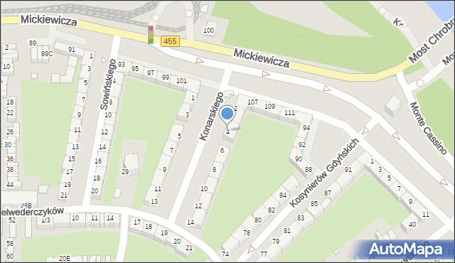 Wrocław, Konarskiego Szymona, 4, mapa Wrocławia