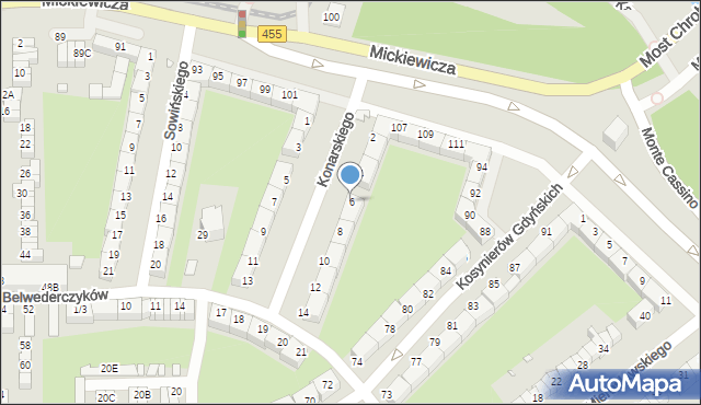 Wrocław, Konarskiego Szymona, 6, mapa Wrocławia