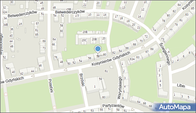 Wrocław, Kosynierów Gdyńskich, 58, mapa Wrocławia