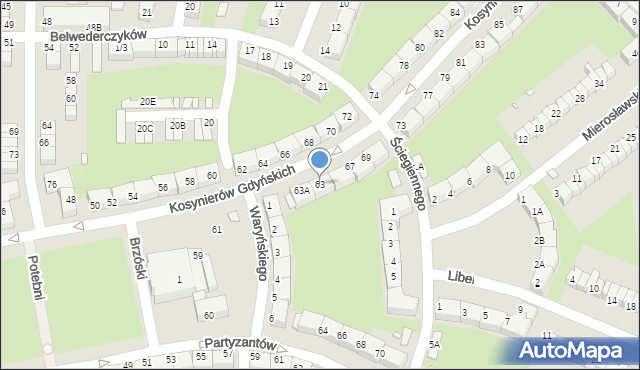 Wrocław, Kosynierów Gdyńskich, 63, mapa Wrocławia