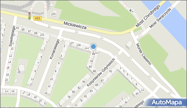 Wrocław, Kosynierów Gdyńskich, 94, mapa Wrocławia