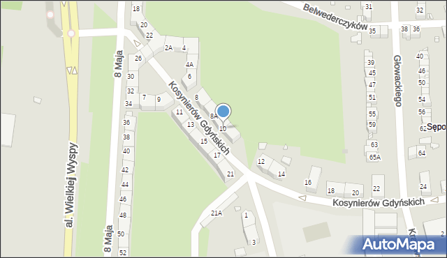 Wrocław, Kosynierów Gdyńskich, 10, mapa Wrocławia