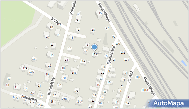 Wrocław, Koreańska, 12A, mapa Wrocławia