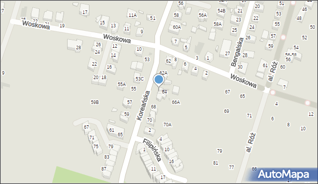 Wrocław, Koreańska, 64A, mapa Wrocławia