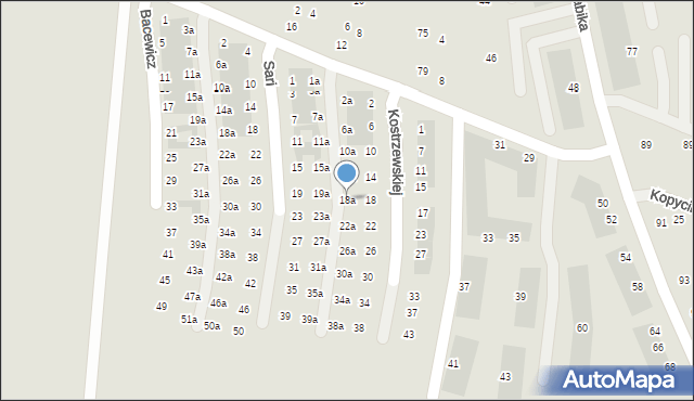 Wrocław, Kostrzewskiej Barbary, 18a, mapa Wrocławia