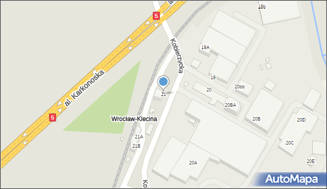 Wrocław, Kobierzycka, 21, mapa Wrocławia