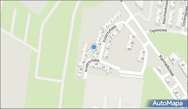 Wrocław, Kostrzyńska, 25, mapa Wrocławia