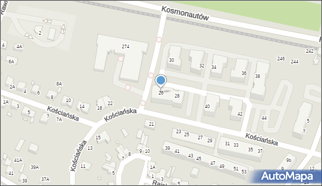 Wrocław, Kościańska, 26, mapa Wrocławia