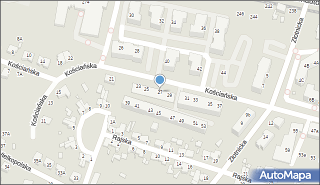 Wrocław, Kościańska, 27, mapa Wrocławia