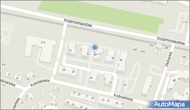 Wrocław, Kościańska, 34, mapa Wrocławia