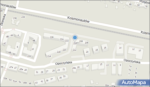 Wrocław, Kosmonautów, 210, mapa Wrocławia