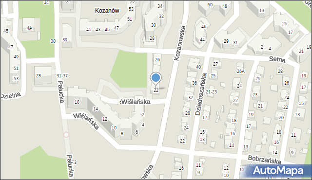 Wrocław, Kozanowska, 22, mapa Wrocławia