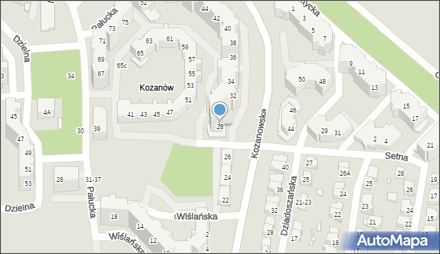 Wrocław, Kozanowska, 28, mapa Wrocławia