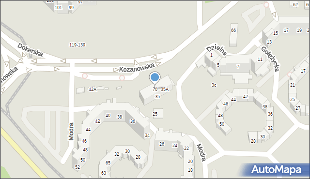 Wrocław, Kozanowska, 70, mapa Wrocławia