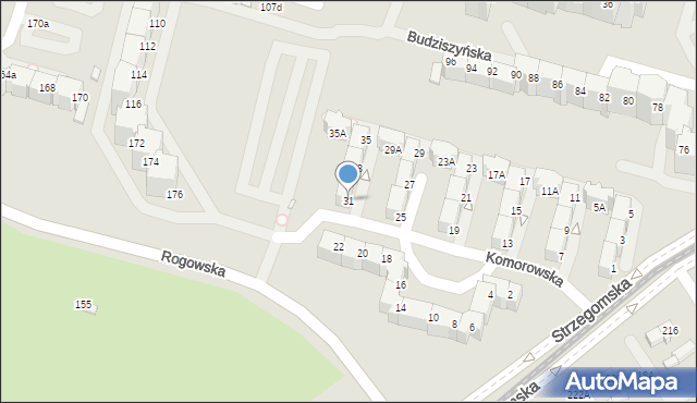 Wrocław, Komorowska, 31, mapa Wrocławia