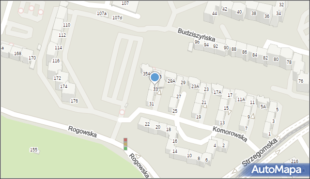 Wrocław, Komorowska, 33, mapa Wrocławia