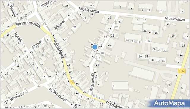 Wronki, Kościuszki Tadeusza, gen., 7, mapa Wronki