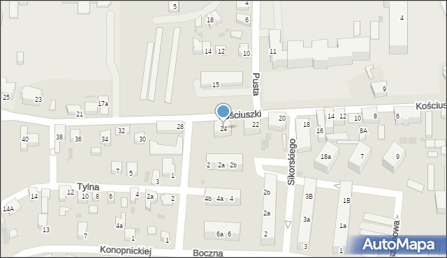 Wschowa, Kościuszki Tadeusza, gen., 24, mapa Wschowa