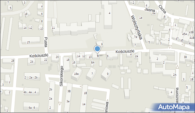 Wschowa, Kościuszki Tadeusza, gen., 8, mapa Wschowa