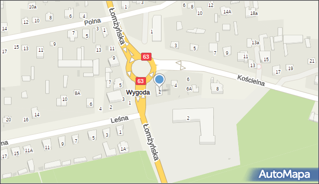 Wygoda, Kościelna, 2, mapa Wygoda