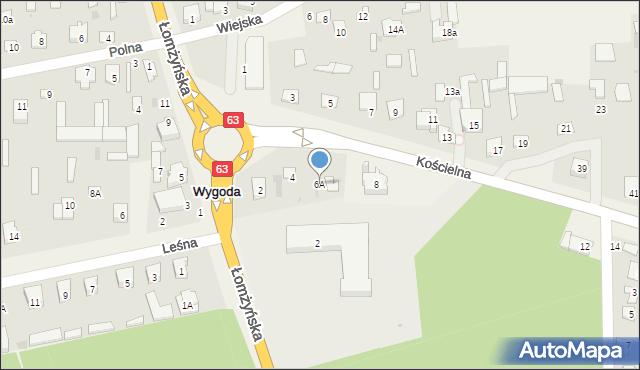 Wygoda, Kościelna, 6A, mapa Wygoda