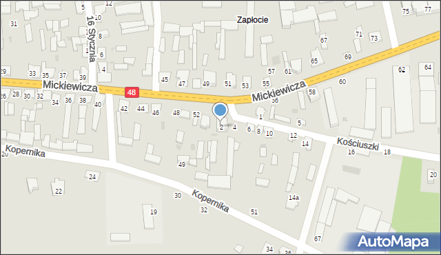 Wyśmierzyce, Kościuszki Tadeusza, gen., 2, mapa Wyśmierzyce