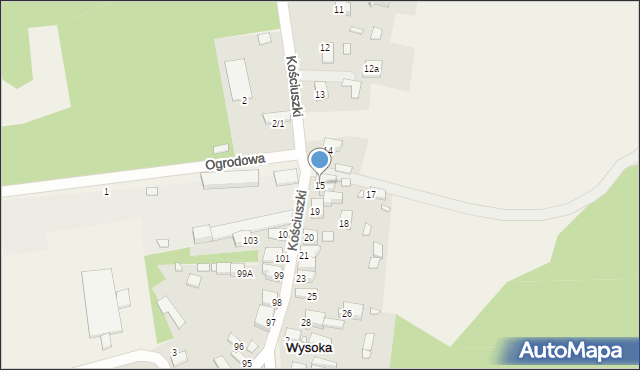 Wysoka, Kościuszki Tadeusza, gen., 15, mapa Wysoka