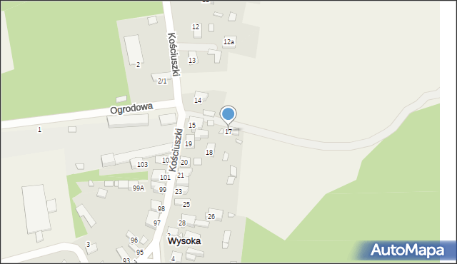 Wysoka, Kościuszki Tadeusza, gen., 17, mapa Wysoka