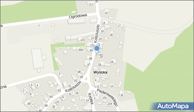 Wysoka, Kościuszki Tadeusza, gen., 24, mapa Wysoka