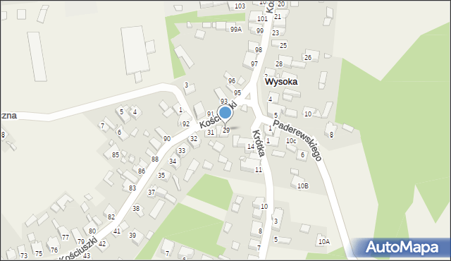 Wysoka, Kościuszki Tadeusza, gen., 29, mapa Wysoka