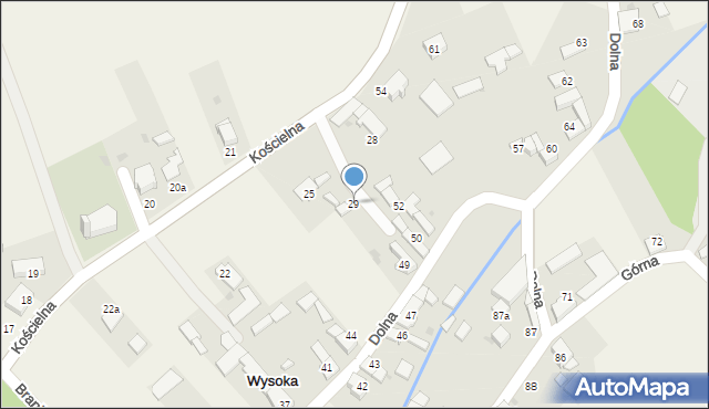 Wysoka, Kościelna, 29, mapa Wysoka